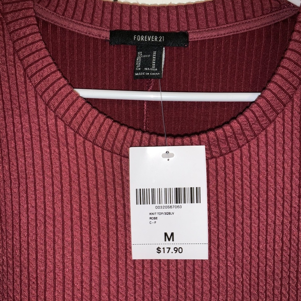 Burgundy Long sleeve crop top Size M/ Forever 21
